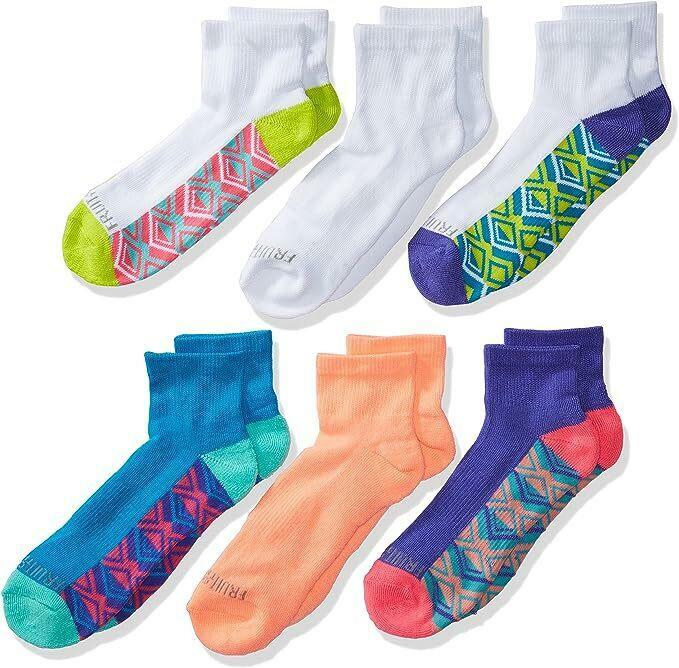 Fruit of the Loom Girl's 6-Pack Ankle Everyday Active Socks