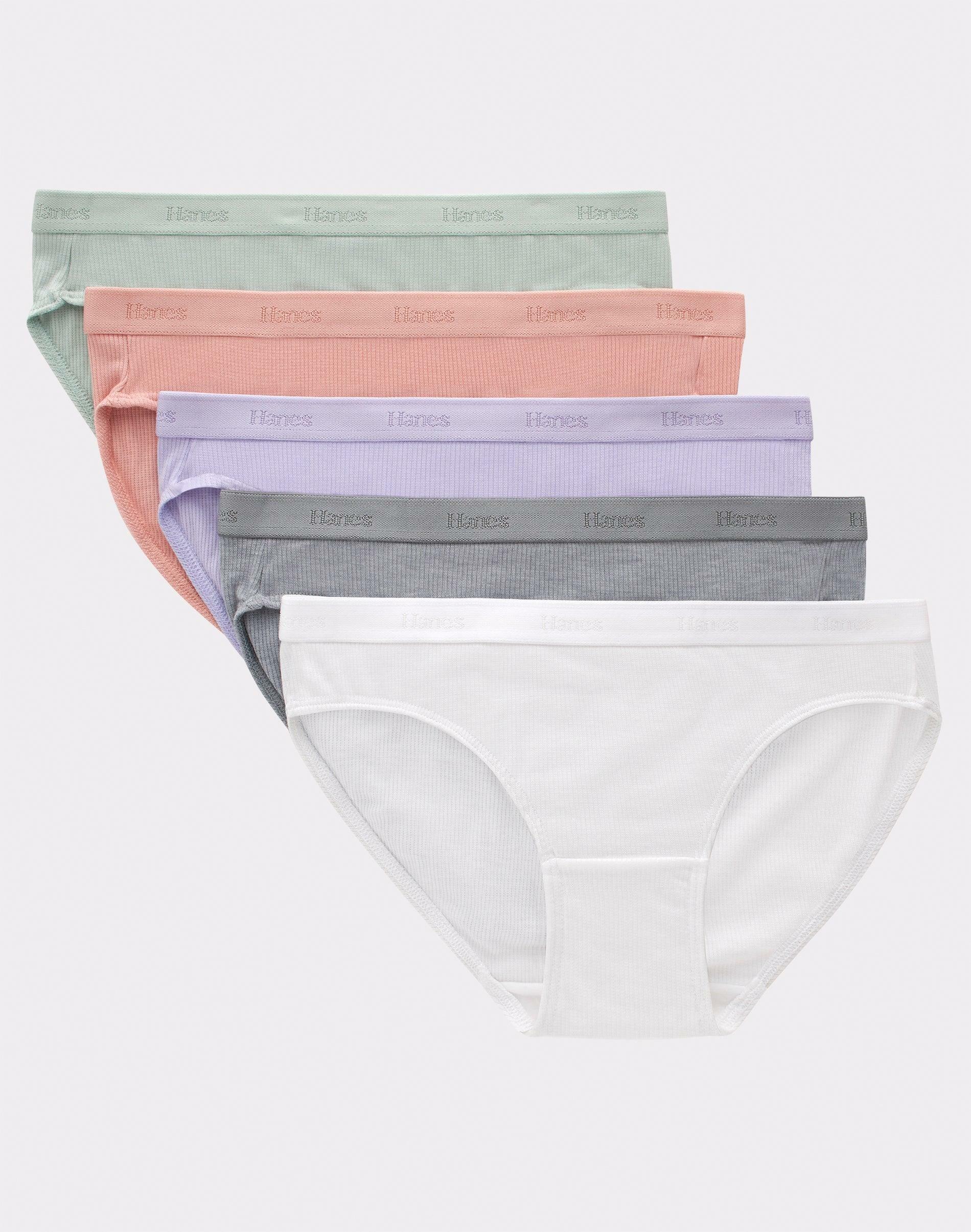 Hanes Originals Girls' SuperSoft Bikini Underwear, 5-Pack Assorted 10