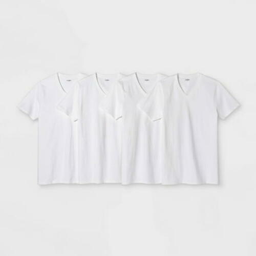 Men's 4pk V Neck T-Shirt - Goodfellow & Co™ White M