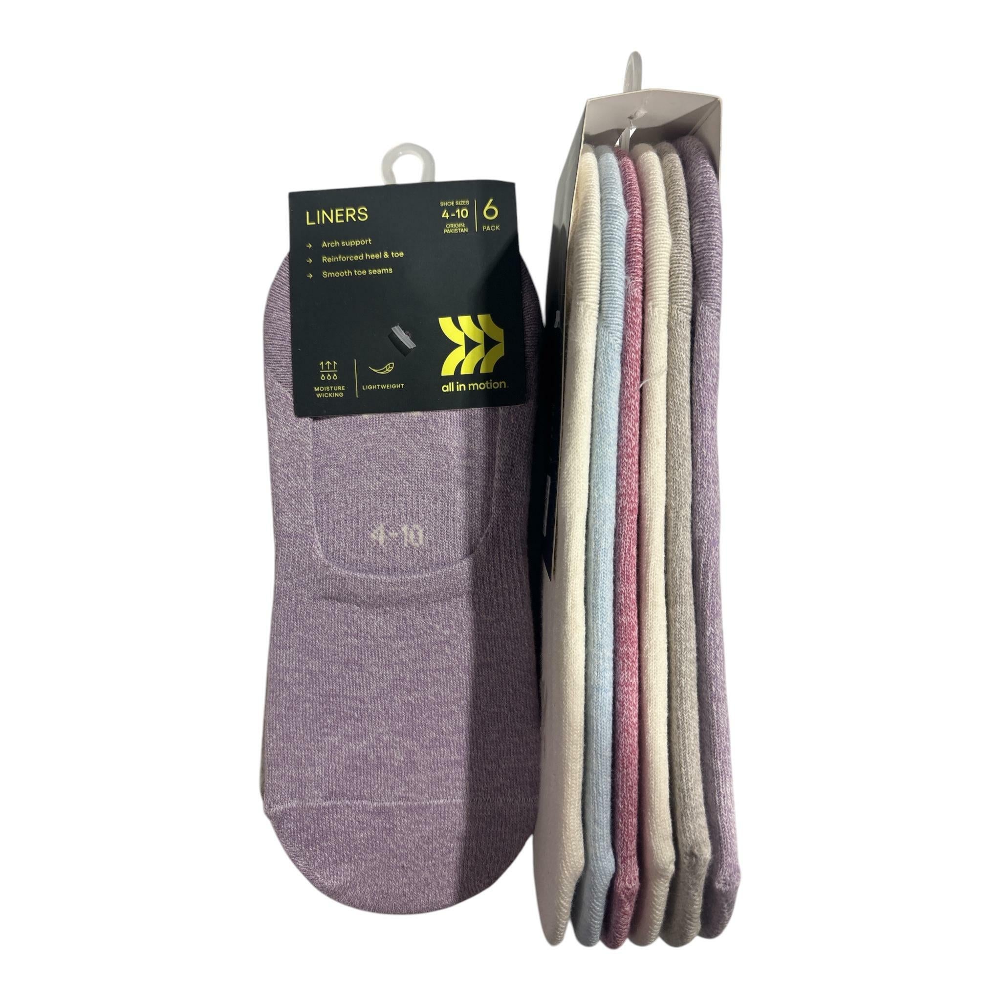 All In Motion Womens 2) 6pks Marled Pace Liner No Show Socks Assorted Color 4-10