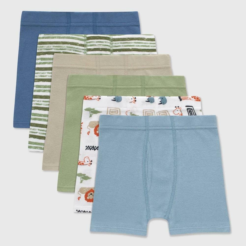 Hanes Toddler Boys' 6pk Organic Cotton Boxer Briefs - 4T: Tagless Knit Underwear