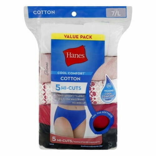 Hanes Women's Assorted 5 Pair Hi Cut. Size 7/L