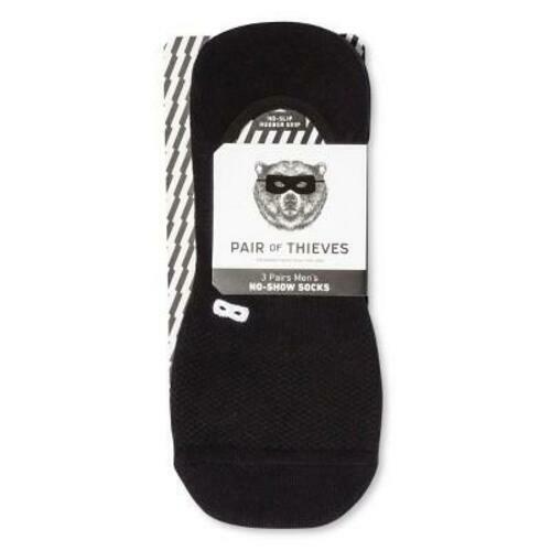 Pair of Thieves Men BOWO No Show Socks 3 Pack Invisible Socks Black M6-12 W8-12