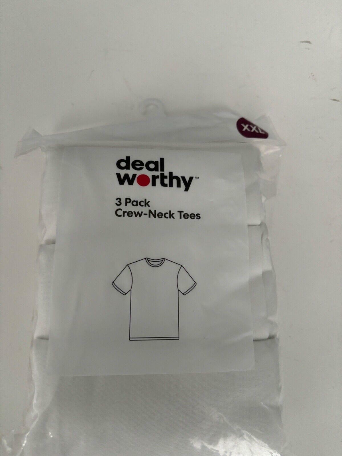 Dealworthy Men's Crew Neck T-Shirts 3pk - White - XXL