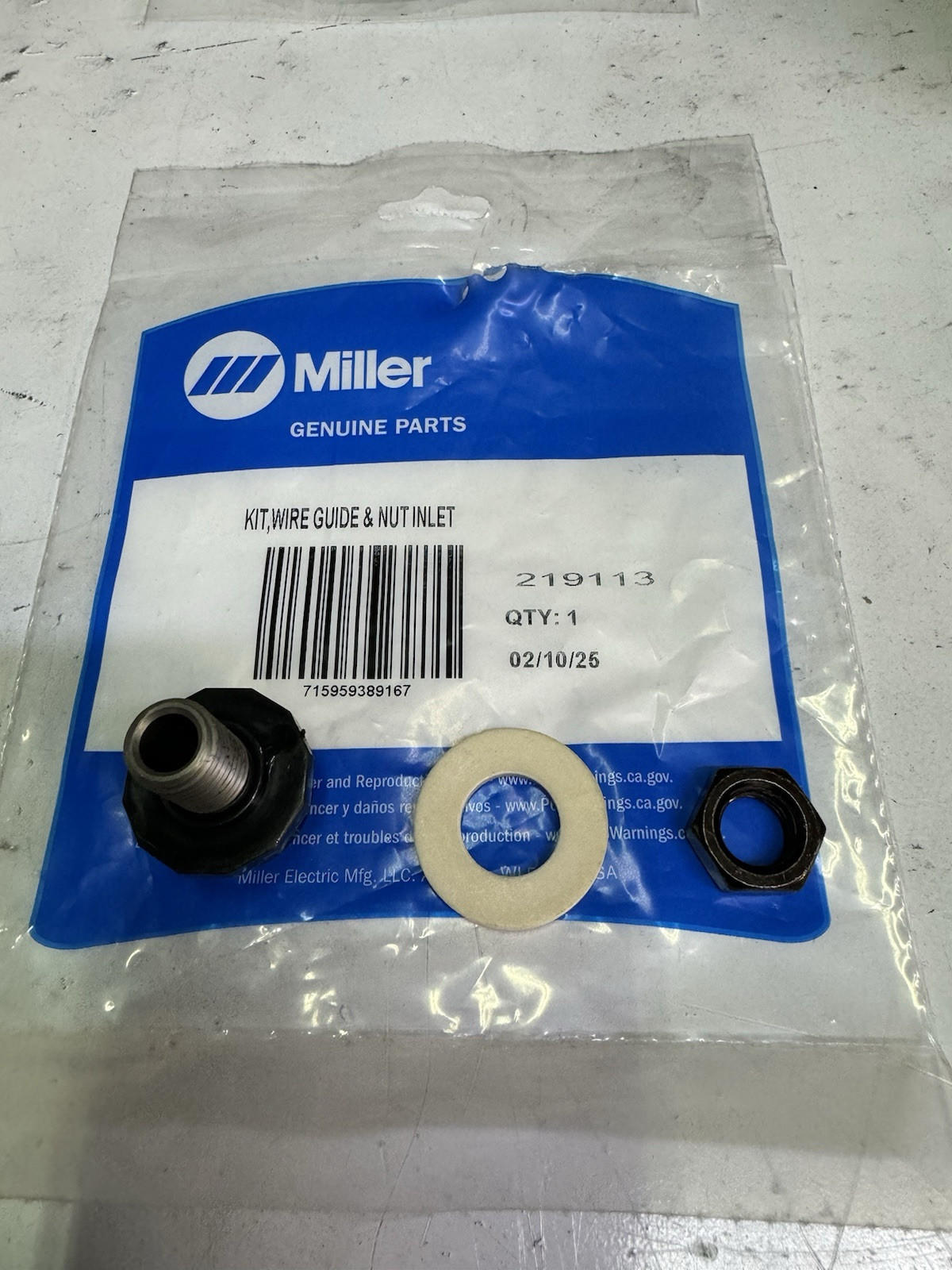 Miller 219113 Kit, Wire Guide Nut Inlet – Lanco Enterprises, LLC